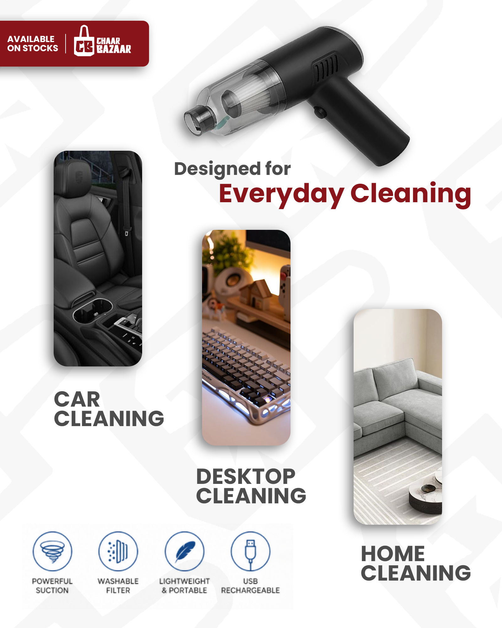 Wireless 3-in-1 Handheld Vacuum Cleaner