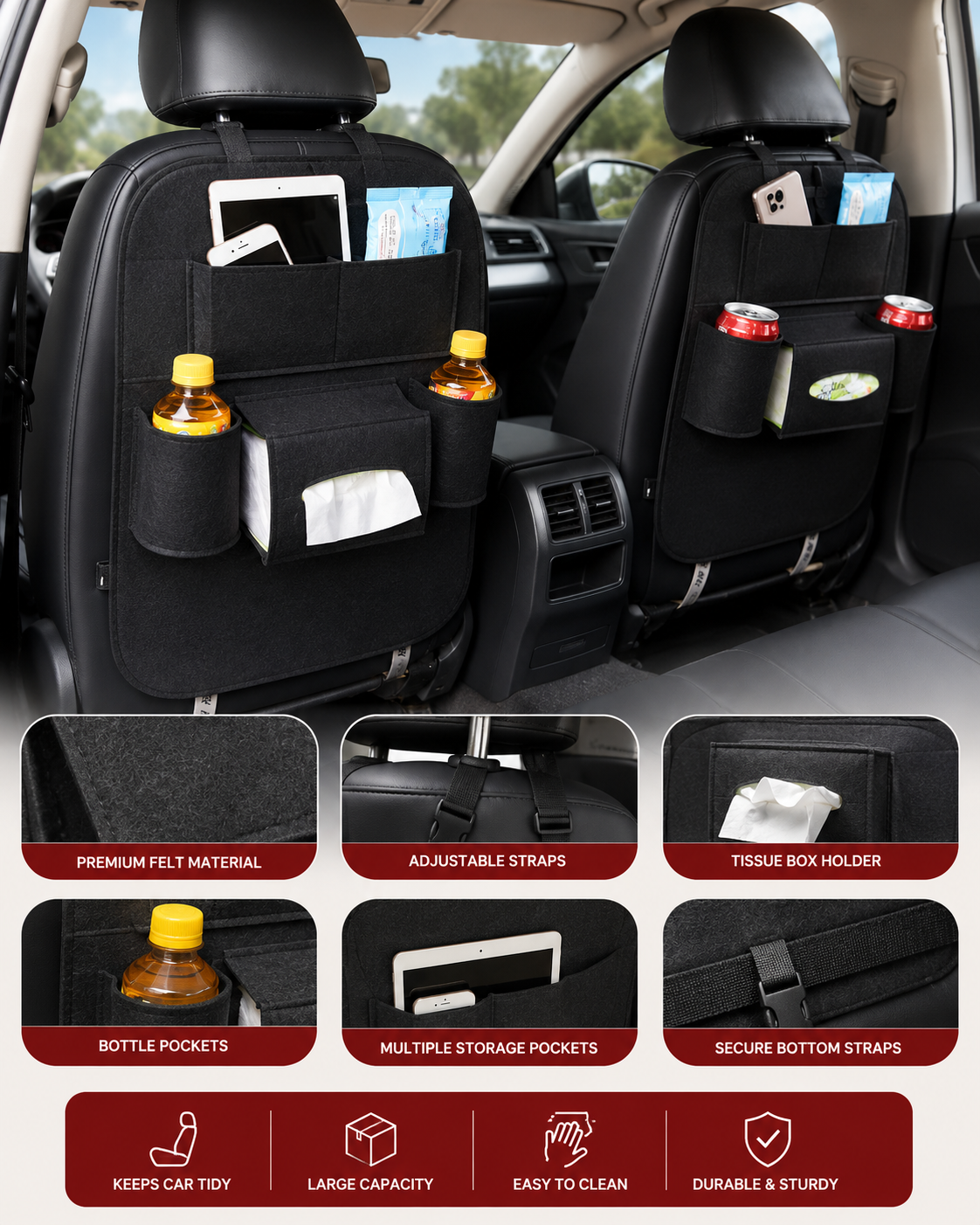 Car Back Seat Storage Organizer (Pack of 2) for vehicles
