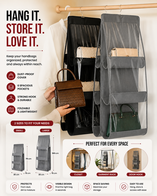 Foldable Handbag Storage 6 Pocket Organizer