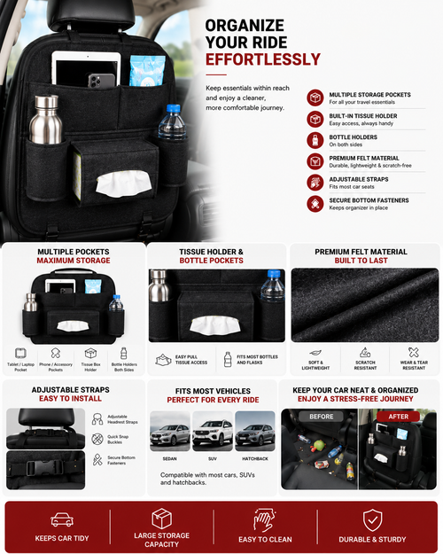 Car Back Seat Storage Organizer (Pack of 2) for vehicles