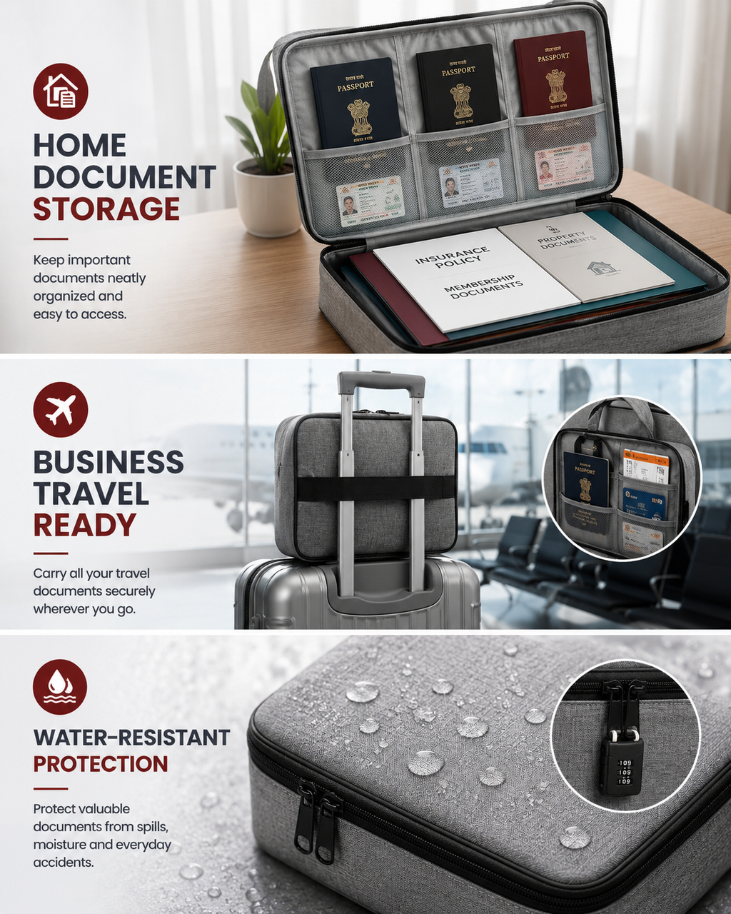 Waterproof Portable Document Storage Bag & Travel Organizer