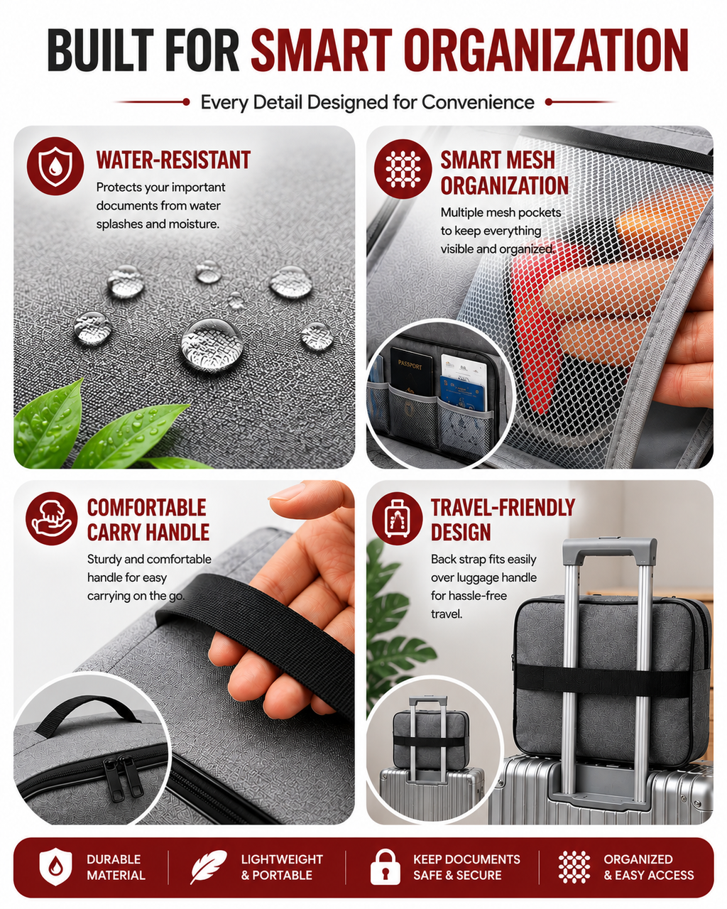 Waterproof Portable Document Storage Bag & Travel Organizer