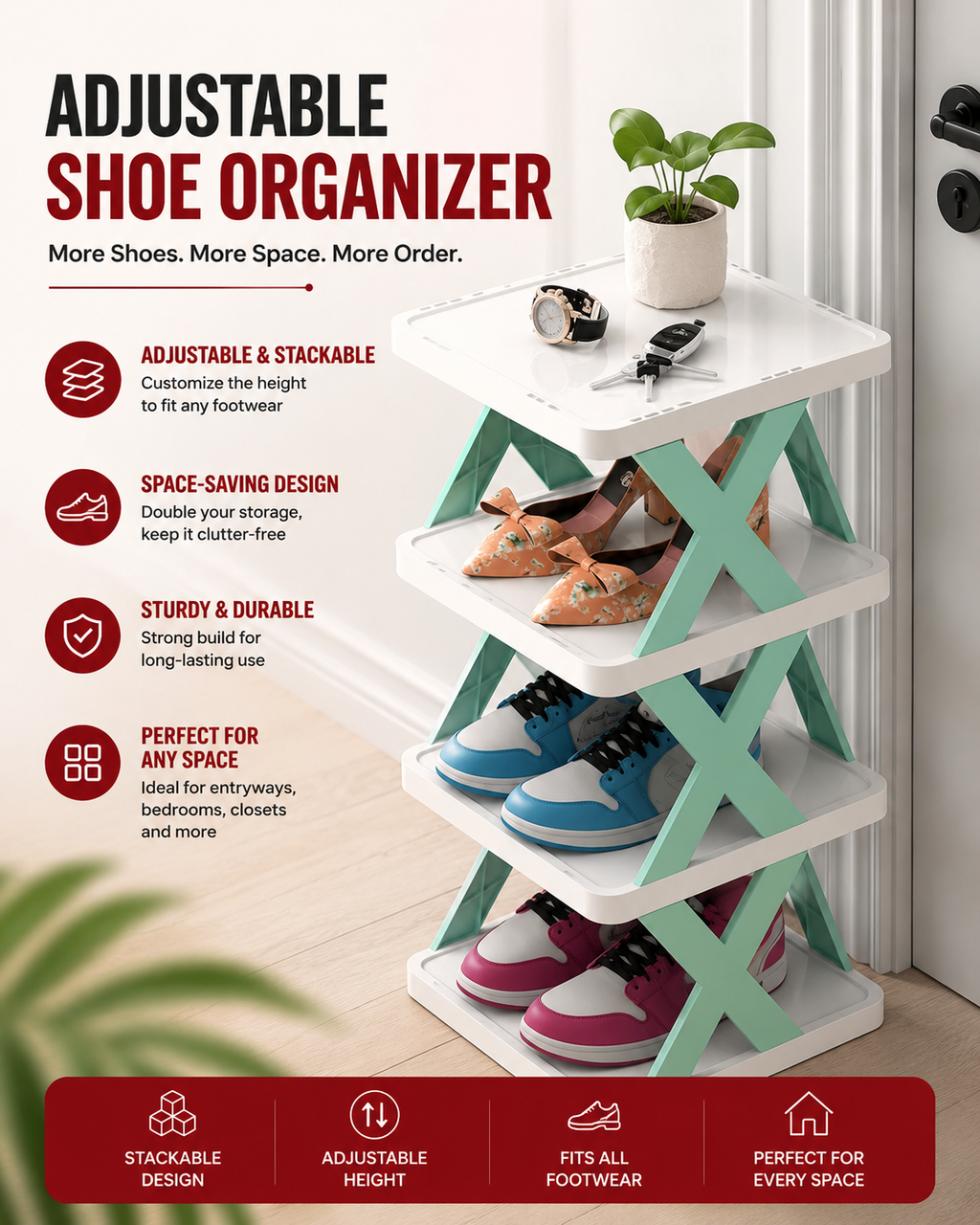 Adjustable Multi-Layer Shoe Organizer Rack